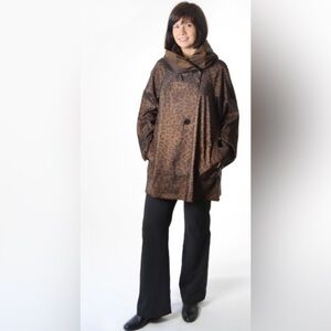 Mycra Pac Mini Donatella Reversable Jacket Bronze Leopard w Accordion Pleat Hood